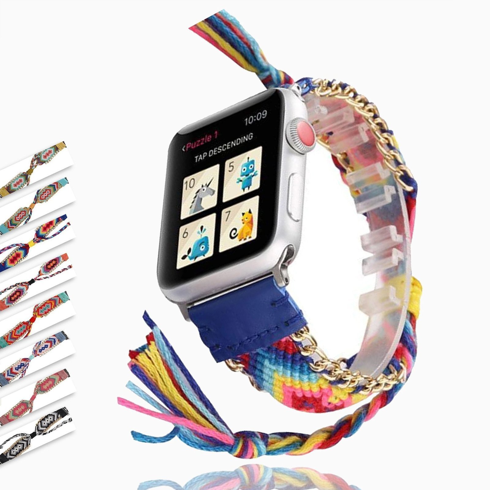 4198608109704.jpg High-quality nylon hand-made friendship strap for Series 7 6 5 4 - Image 1